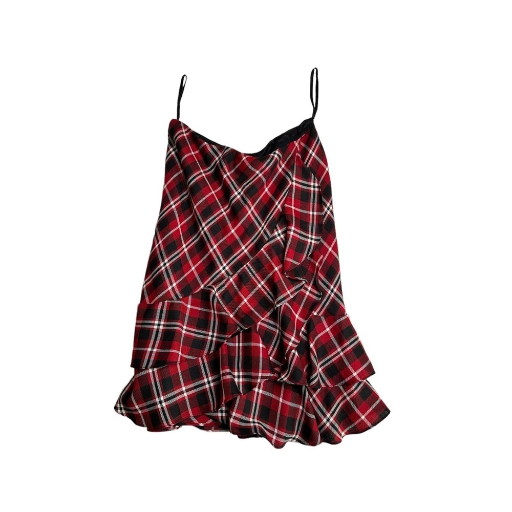 Ralph Lauren NWT black and red asymmetrical buffalo plaid ruffle skirt - Picture 2 of 4